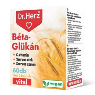 DR Herz Béta-Glükán+Szerves Cink,Szelén+C-vitamin vegan kapszula 60 db