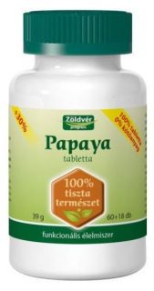 Zöldvér 100%-os papaya tabletta 60+18 db
