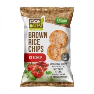RICE UP KETCHUP ízű gluténmentes barnarizs chips 60g