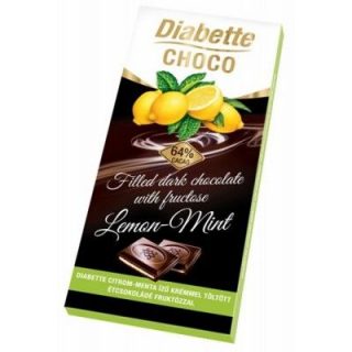 Dibette CHOCO CITROM és MENTA ízű kakaós krémmel töltött étcsokoládé fruktózzal 80g