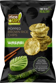 RICE UP WASABI ízű gluténmentes barnarizs chips 60g