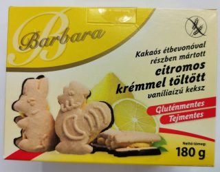 Barbara gluténmentes citrom ízű krémmel töltött állatfigurás keksz 150g