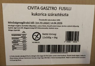 Civita kukorica GASZTRO - FUSILLI/ORSÓ gluténmentes tészta 6kg
