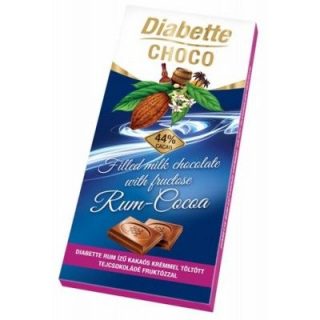 Dibette CHOCO RUM ízű kakaós krémmel töltött tejcsokoládé fruktózzal 80g