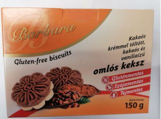 Barbara KAKAÓS krémmel töltött KAKÓS ÉS VANÍLIA ízű omlós gluténmentes keksz 150g