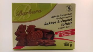 Barbara gluténmentes kakaós krémmel töltött étbevonóval mártott állatfigurás kakaós keksz 150g
