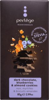 Perlége steviás étcsokoládé  áfonya&keksz 85g
