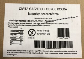 Civita kukorica GASZTRO - FODROS KOCKA gluténmentes tészta 6kg